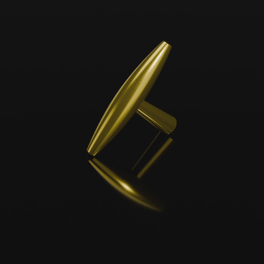 Mantara Gilded T Bar Handle B-0072 is a modern brass handle in brushed gold, ideal for wardrobes, doors, and kitchens.
