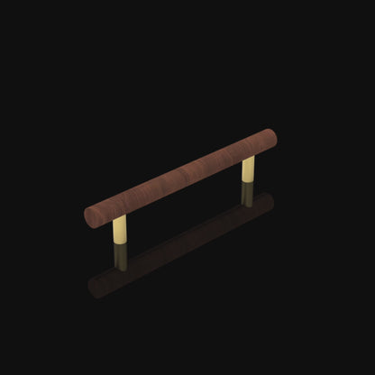 Mantara Tudor Handle W-0007 is a modern brass &amp; walnut handle in brown, ideal for main doors, wardrobes &amp; cabinets.