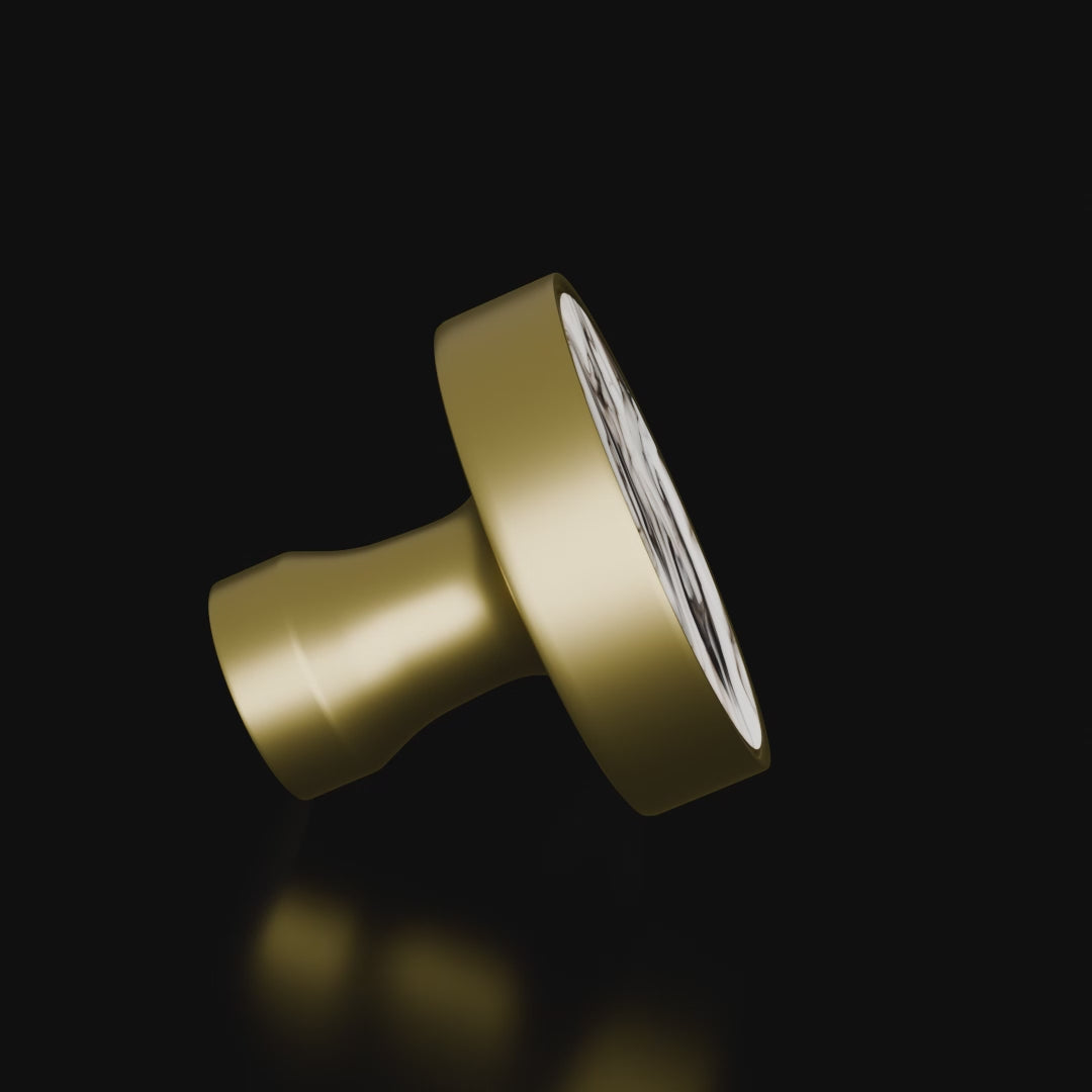 Galaxy round cabinet knob A-0005,  mist acrylic &amp; brushed brass, dia30mm, for drawers &amp; wardrobes by Mantara