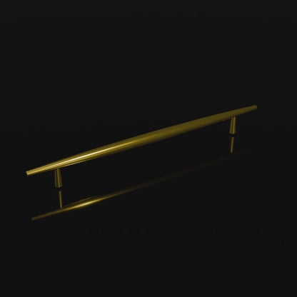 Mantara Gilded T Bar Handle B-0072 is a modern brass handle in brushed gold, ideal for wardrobes, doors, and kitchens.