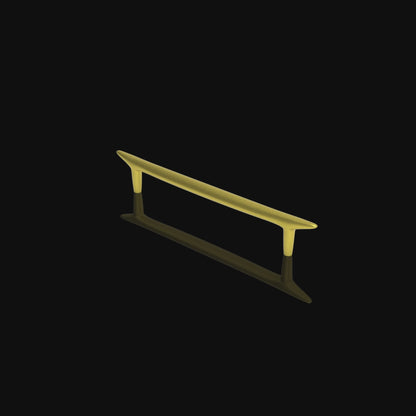 The Mantara B-0045 Palladian Handle is a modern brushed brass handle in gold, perfect for kitchens, cupboards, drawers, and wardrobes.