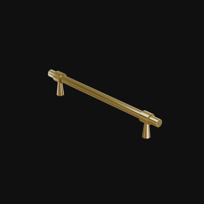 Mantara Seraphine Handle B-0054 is a modern brushed brass handle in gold, ideal for wardrobes, almirahs, and kitchens.
