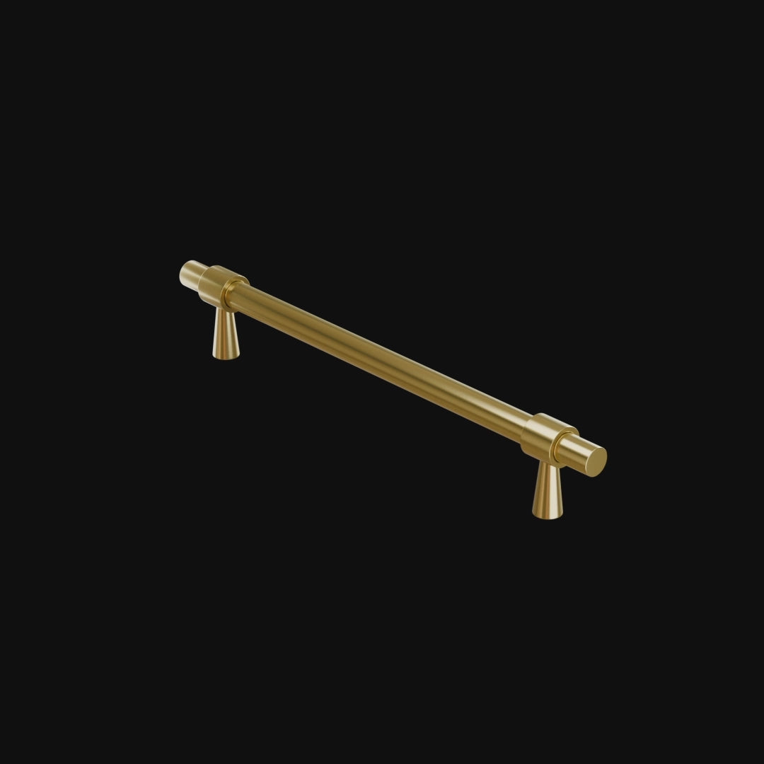 Mantara Seraphine Handle B-0054 is a modern brushed brass handle in gold, ideal for wardrobes, almirahs, and kitchens.