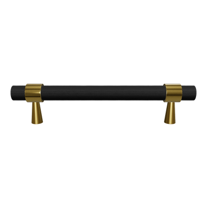Mantara Cleo T Bar Handle B-0064 is a modern knurled brushed brass handle in black ,ideal for wardrobes and cabinets.