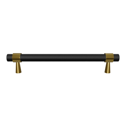 Mantara Cleo T Bar Handle B-0064 is a modern knurled brushed brass handle in black ,ideal for wardrobes and cabinets.