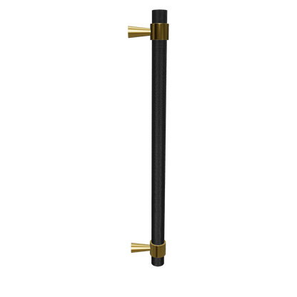 Mantara Cleo T Bar Handle B-0064 is a modern knurled brushed brass handle in black ,ideal for wardrobes and cabinets.