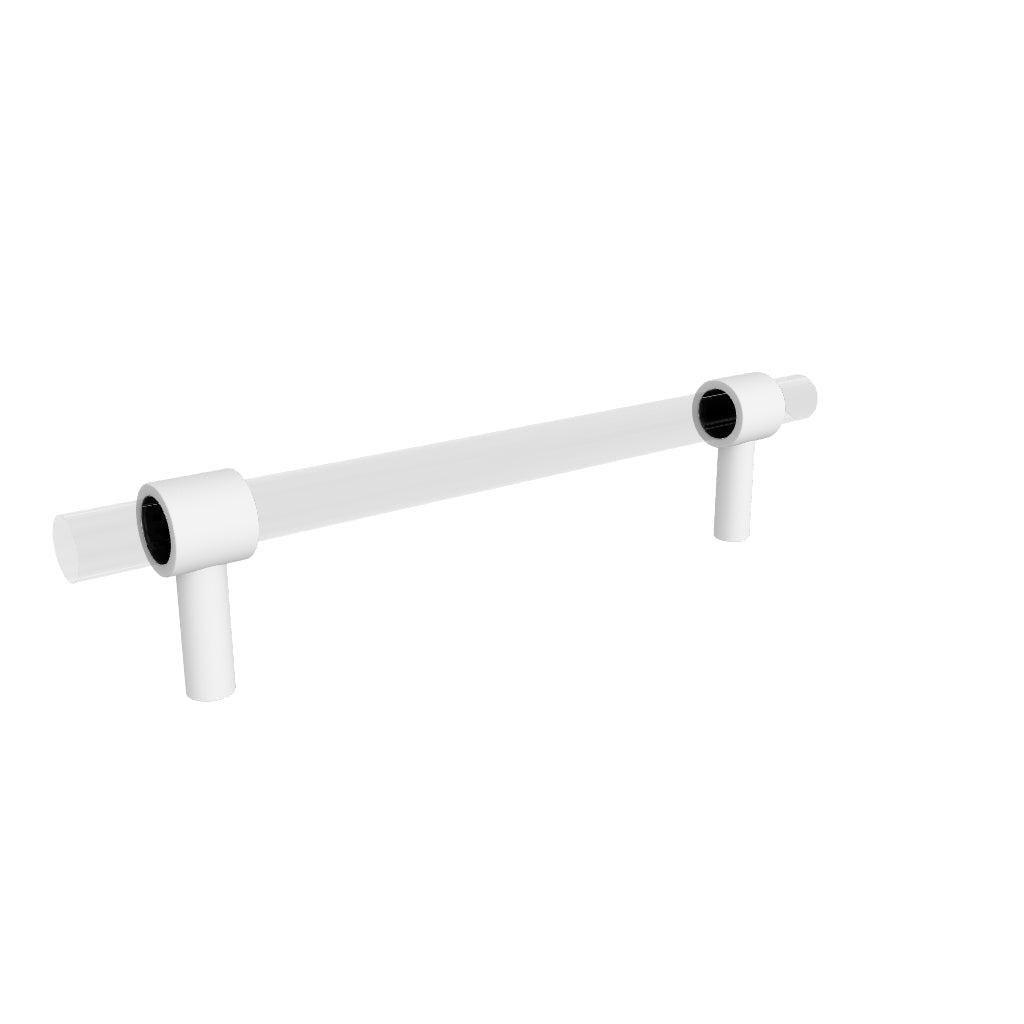 Petra III A-0009 handle – white acrylic bar with brass mounts, modern hardware for kitchens, cabinets, wardrobes by MANTARA