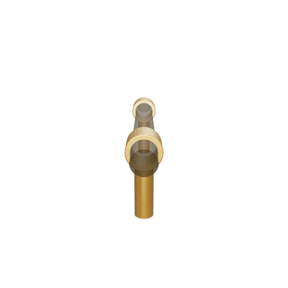 A stylish T-bar cabinet handle, Petra I made of clear acrylic and brushed brass in dark brown finish, model A-0007 by Mantara, A-0007.