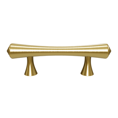 B‑0068 Raphael modern brass pull handle in brushed gold, available in 50 mm, 115 mm, 170 mm &amp; 188 mm lengths, ideal for kitchen cabinets, drawers, wardrobes and bedroom furniture by Mantara.