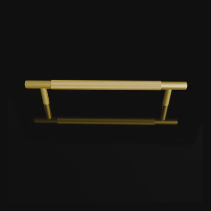 Mantara Pisa Knob B-0060 is a modern brushed brass handle in gold, ideal for wardrobes, cabinets, and main doors.