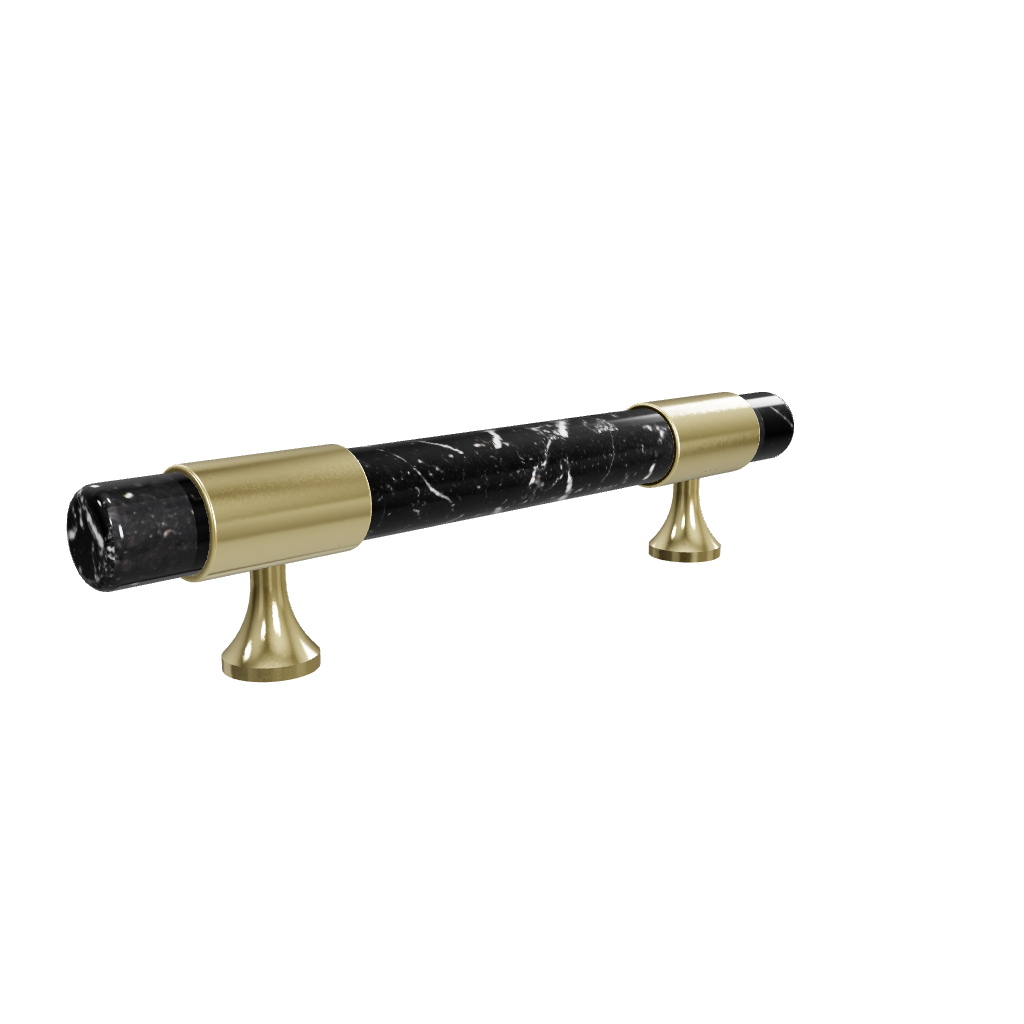 Marble and solid brass with green, black and white color for wardrobe, drawer handle by Mantara, model M-0009-H.