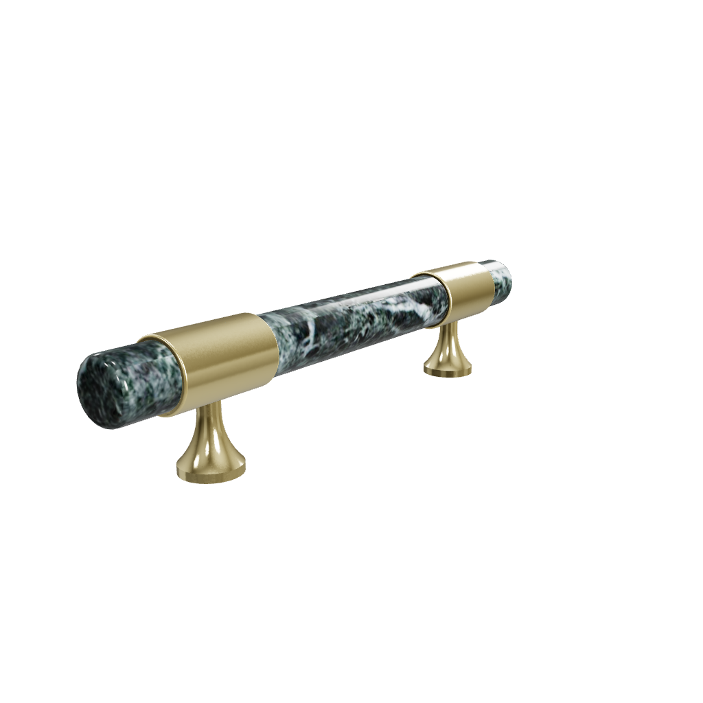Marble and solid brass with green, black and white color for wardrobe, drawer handle by Mantara, model M-0009-H.