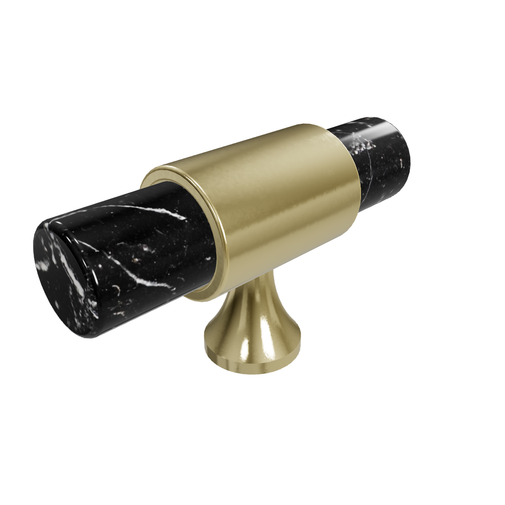 Marble &amp; brass T-bar handle in white, green and black finish by Mantara, model M-0009-T, bar handle, cabinet handle, marble handle.