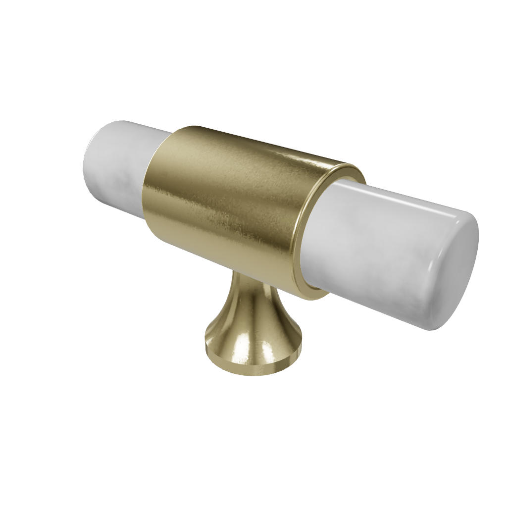 Marble &amp; brass T-bar handle in white, green and black finish by Mantara, model M-0009-T, bar handle, cabinet handle, marble handle.