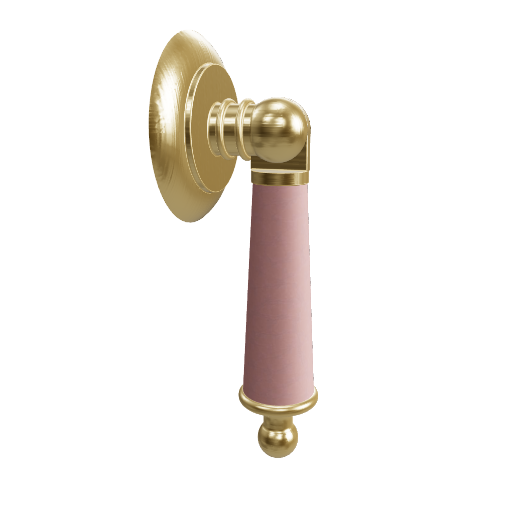 Leather and brass drop knob in brown finish by Mantara, model Austere Drop Knob with  L-0009.