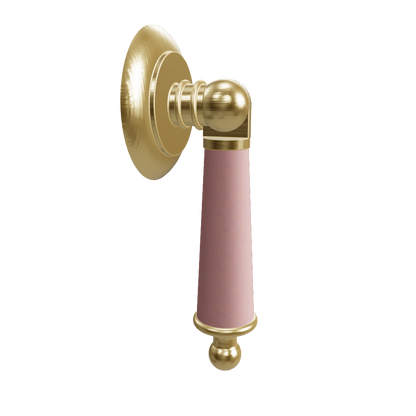 Leather and brass drop knob in brown finish by Mantara, model Austere Drop Knob with  L-0009.