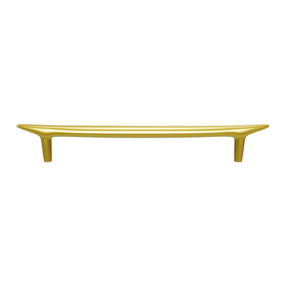 The Mantara B-0045 Palladian Handle is a modern brushed brass handle in gold, perfect for kitchens, cupboards, drawers, and wardrobes.