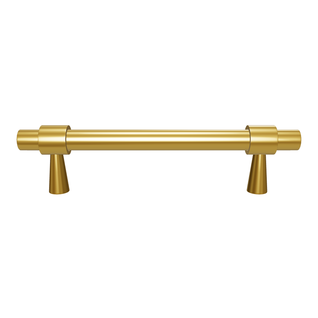 Mantara Seraphine Handle B-0054 is a modern brushed brass handle in gold, ideal for wardrobes, almirahs, and kitchens.
