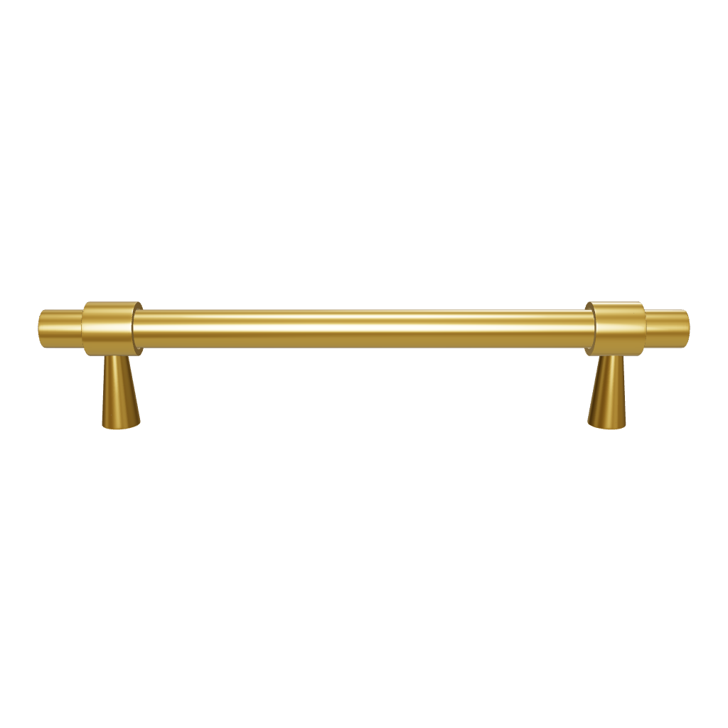Mantara Seraphine Handle B-0054 is a modern brushed brass handle in gold, ideal for wardrobes, almirahs, and kitchens.