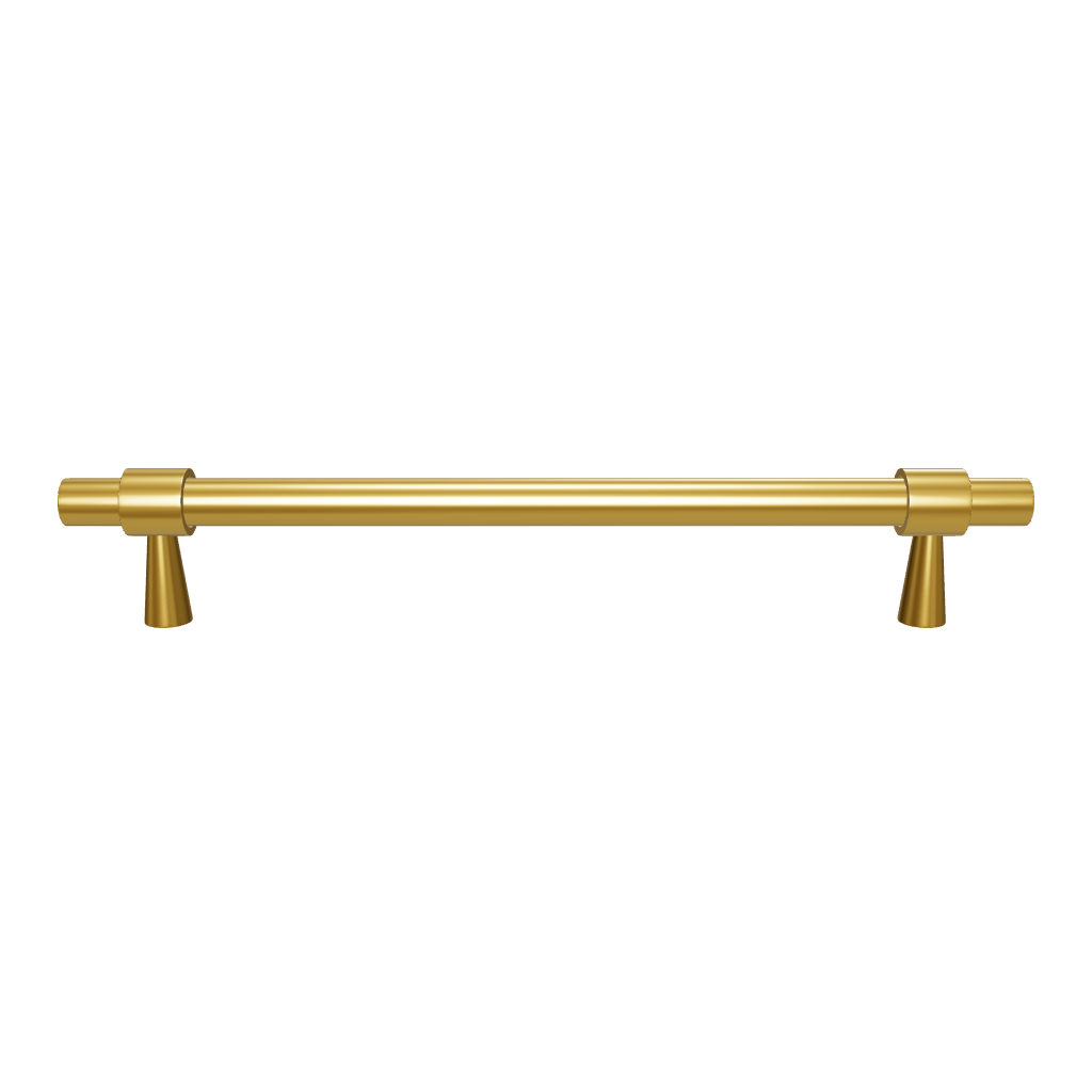 Mantara Seraphine Handle B-0054 is a modern brushed brass handle in gold, ideal for wardrobes, almirahs, and kitchens.