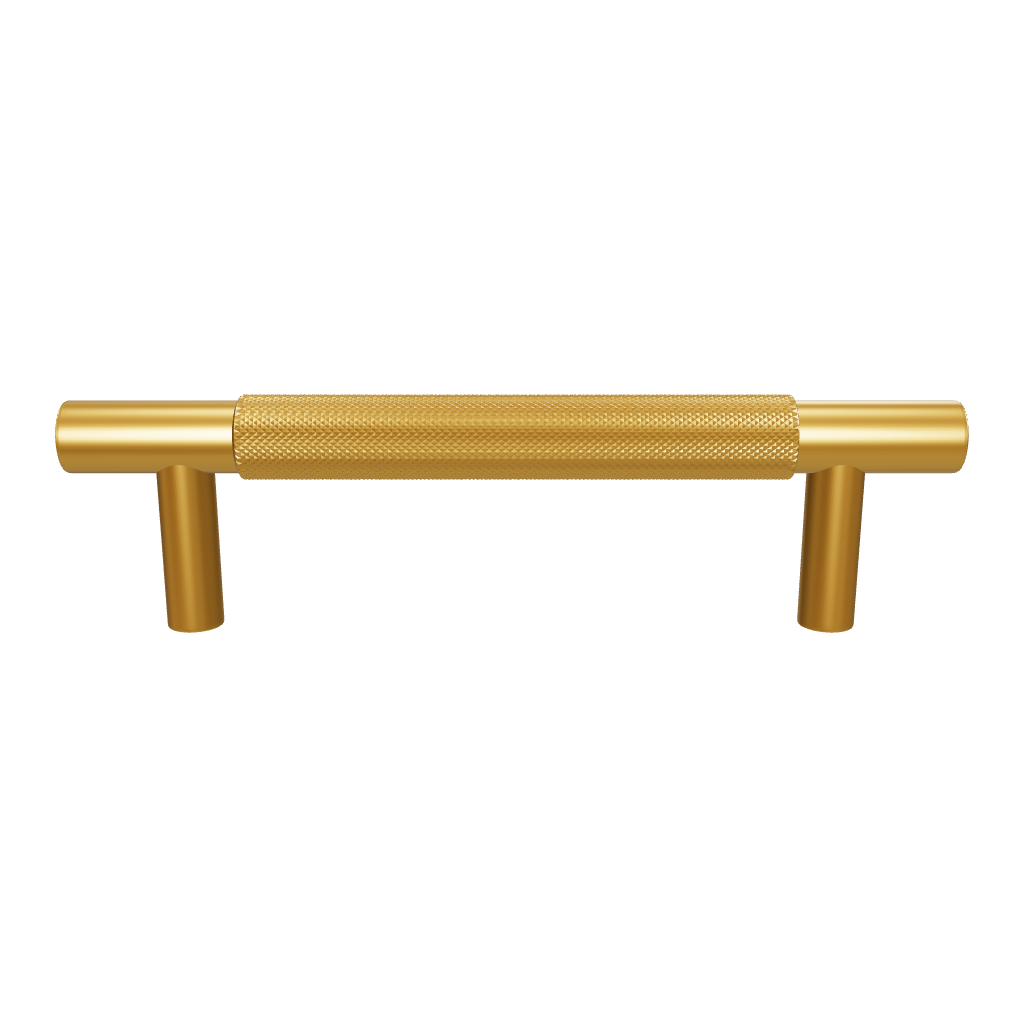Mantara Pisa Knob B-0060 is a modern brushed brass handle in gold, ideal for wardrobes, cabinets, and main doors.