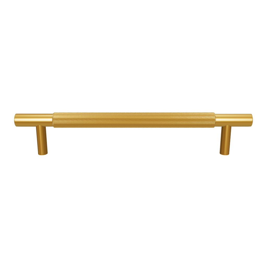 Mantara Pisa Knob B-0060 is a modern brushed brass handle in gold, ideal for wardrobes, cabinets, and main doors.