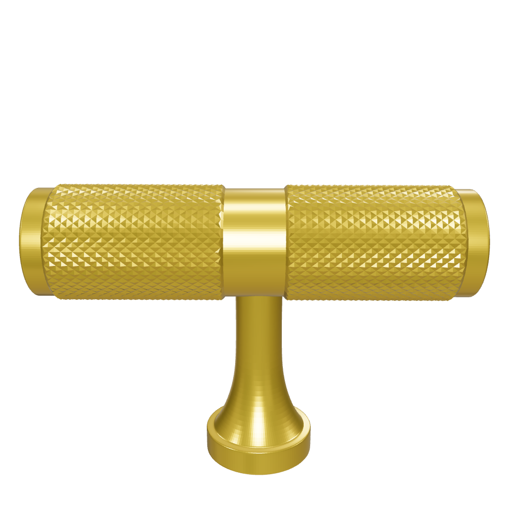 Mantara Pisa Knob B-0060 is a modern brushed brass handle in gold, ideal for wardrobes, cabinets, and main doors.