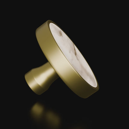 Galaxy round cabinet knob A-0005, water mist acrylic &amp; brushed brass, dia40mm, for drawers &amp; wardrobes by Mantara