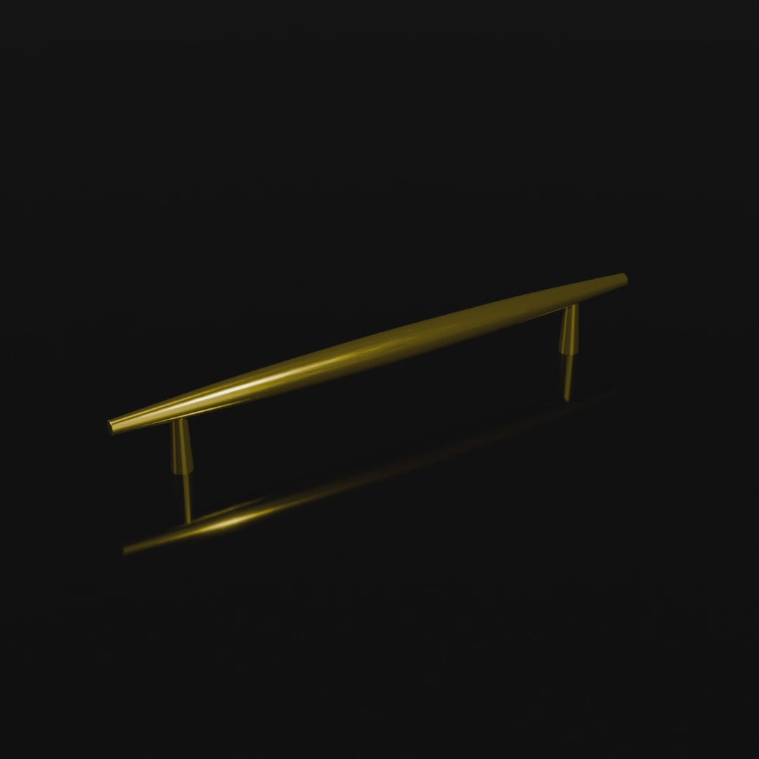 Mantara Gilded T Bar Handle B-0072 is a modern brass handle in brushed gold, ideal for wardrobes, doors, and kitchens.
