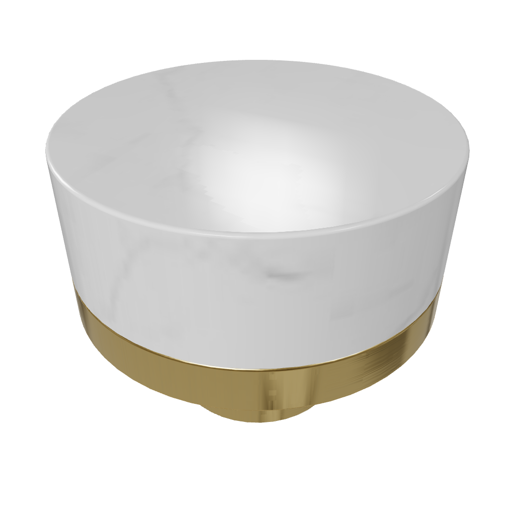 Marble and brass round knob in white finish by Mantara M-0003, Suitable for door knob, cabinet knob, Kitchen, Bathroom knob.