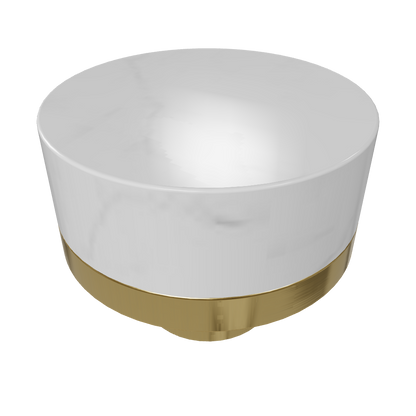 Marble and brass round knob in white finish by Mantara M-0003, Suitable for door knob, cabinet knob, Kitchen, Bathroom knob.