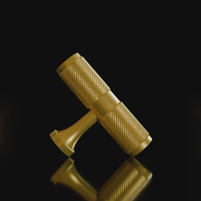 Mantara Pisa Knob B-0060 is a modern brushed brass handle in gold, ideal for wardrobes, cabinets, and main doors.