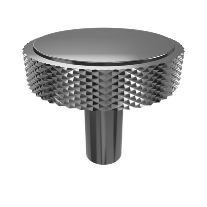 B‑0061 Enigma knob in polished brass, modern style diameter 35 mm  knob thickness and 10 mm stem, suitable for kitchen drawers, cabinets and wardrobes