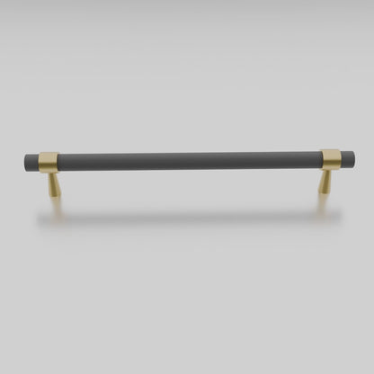 Mantara Cleo T Bar Handle B-0064 is a modern knurled brushed brass handle in black ,ideal for wardrobes and cabinets.