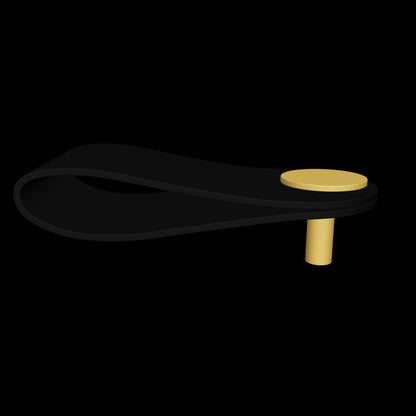 The Mantara L-0001 Maverick Pull Knob is a Nordic leather and brass knob in black, ideal for kitchens and furniture.