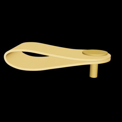 The Mantara L-0001 Maverick Pull Knob is a Nordic leather and brass knob in yellow, ideal for kitchens and furniture.