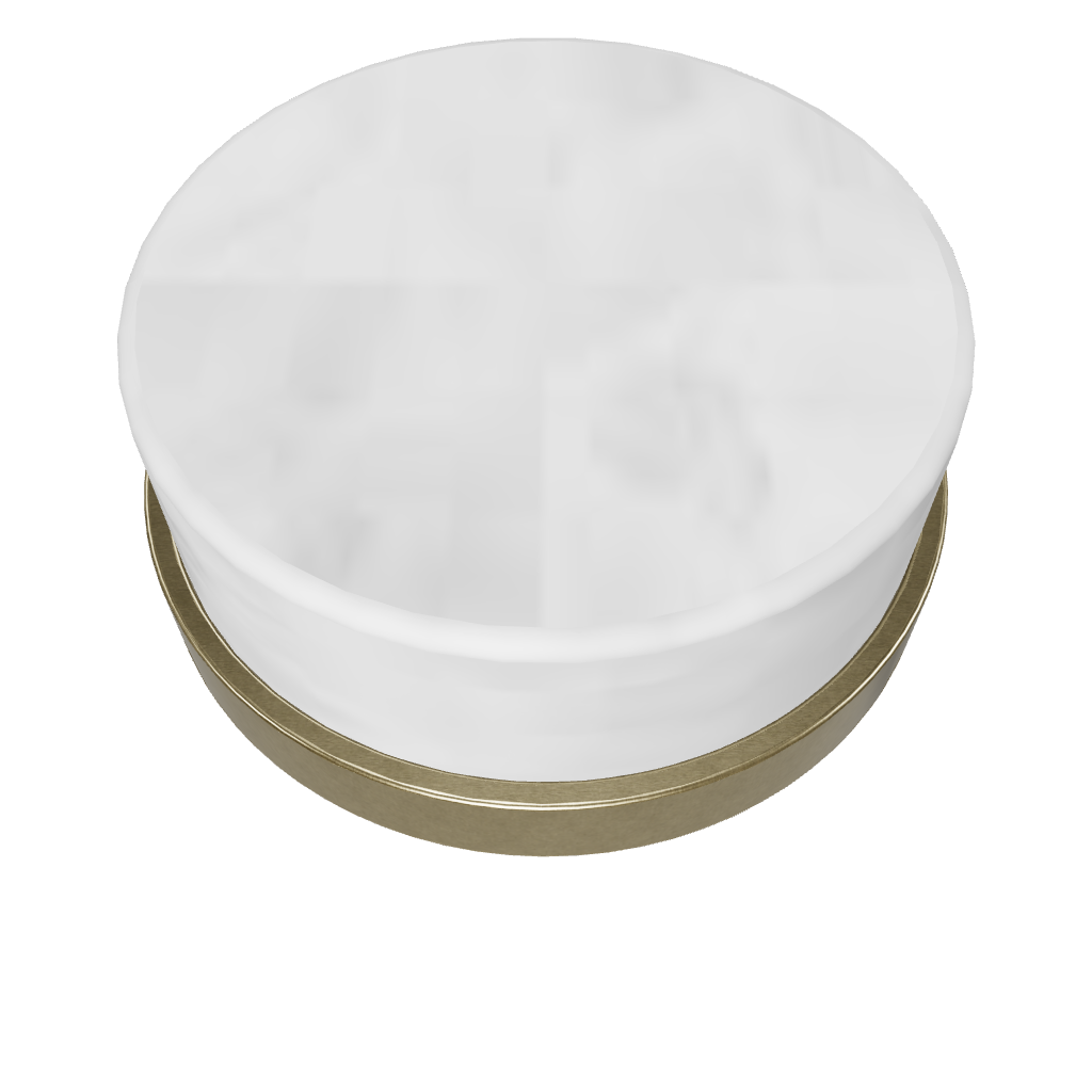3D Model of the crystal with brass round knob shown all sides of angle 