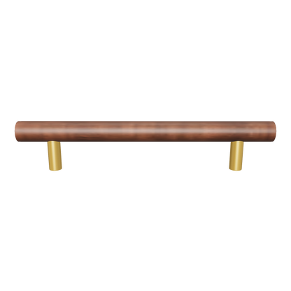 Mantara Tudor Handle W-0007 is a modern brass &amp; walnut handle in brown, ideal for main doors, wardrobes &amp; cabinets.