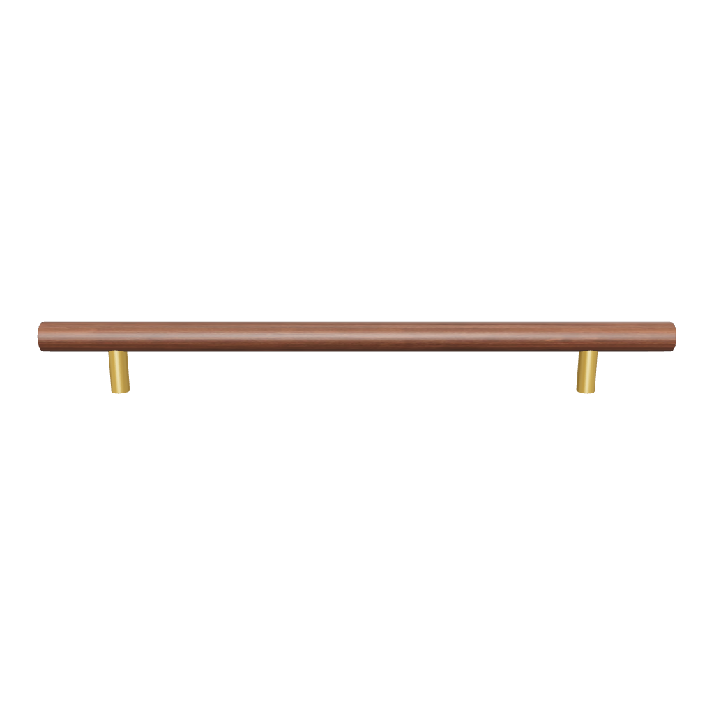 Mantara Tudor Handle W-0007 is a modern brass &amp; walnut handle in brown, ideal for main doors, wardrobes &amp; cabinets.