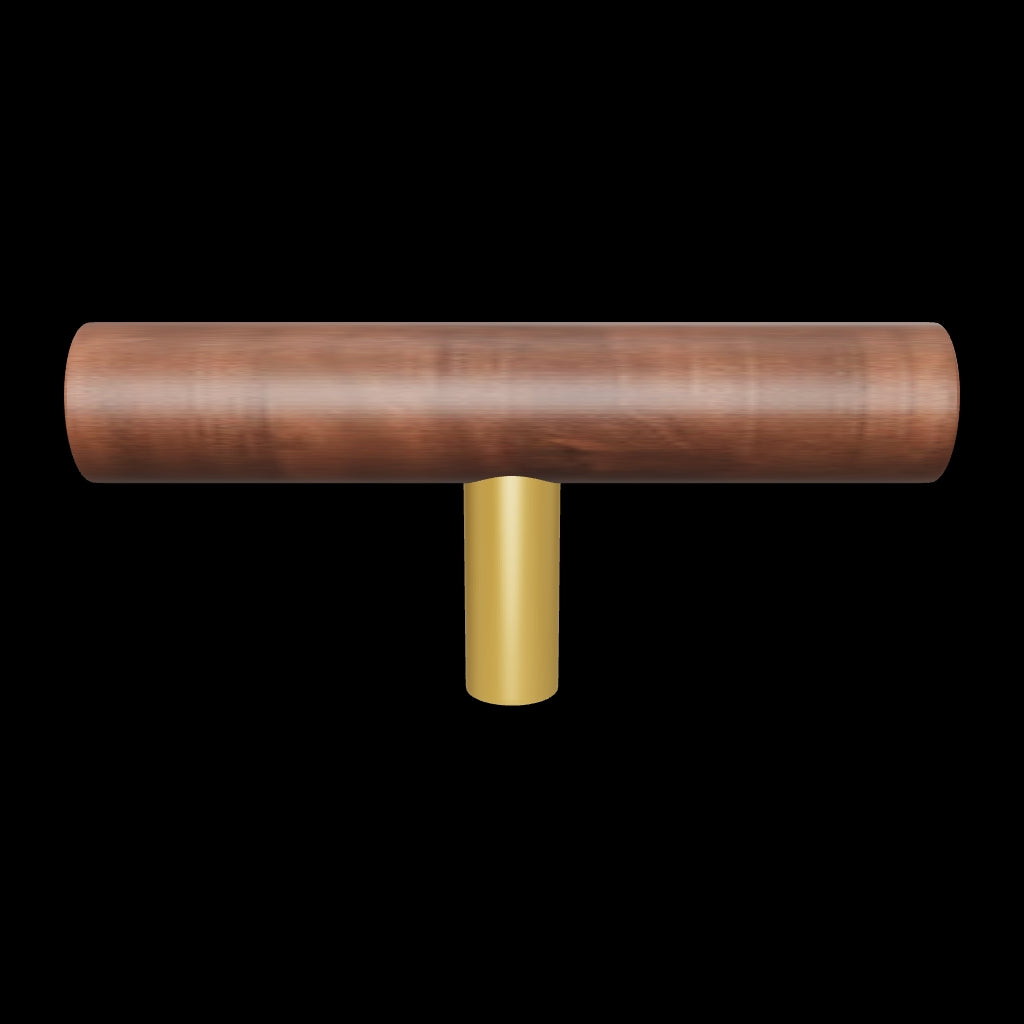 Mantara Tudor Handle W-0007 is a modern brass &amp; walnut handle in brown, ideal for main doors, wardrobes &amp; cabinets.