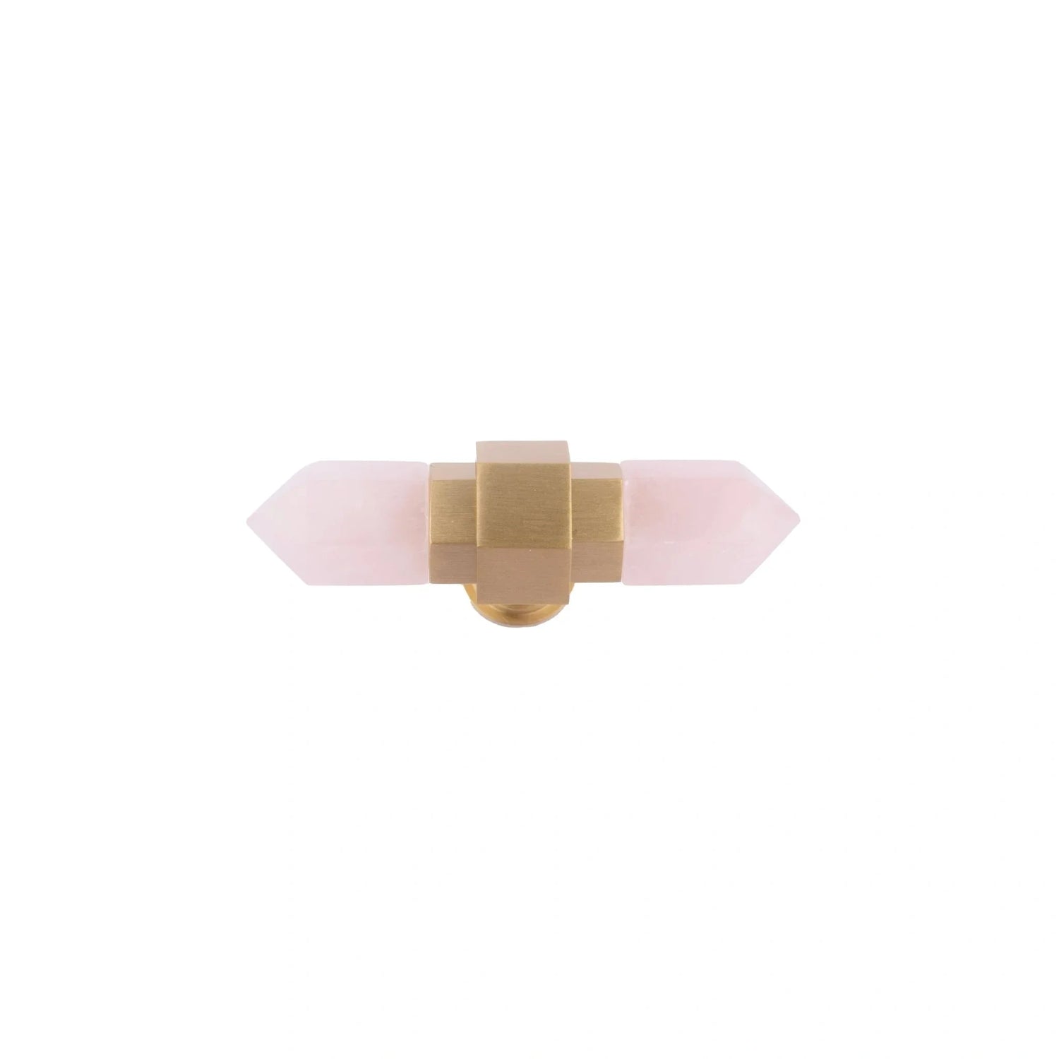 The Mantara C-0015 Quartz Handle is a modern brass and crystal handle in pink, ideal for doors, wardrobes, and cabinets.