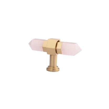 The Mantara C-0015 Quartz Handle is a modern brass and crystal handle in white, ideal for doors, wardrobes, and cabinets.