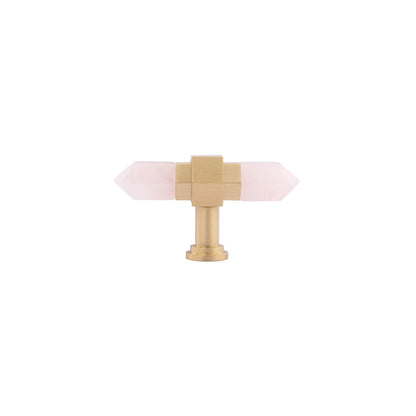 The Mantara C-0015 Quartz Handle is a modern brass and crystal handle in white, ideal for doors, wardrobes, and cabinets.