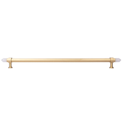 The Mantara C-0015 Quartz Handle is a modern brass and crystal handle in white, ideal for doors, wardrobes, and cabinets.