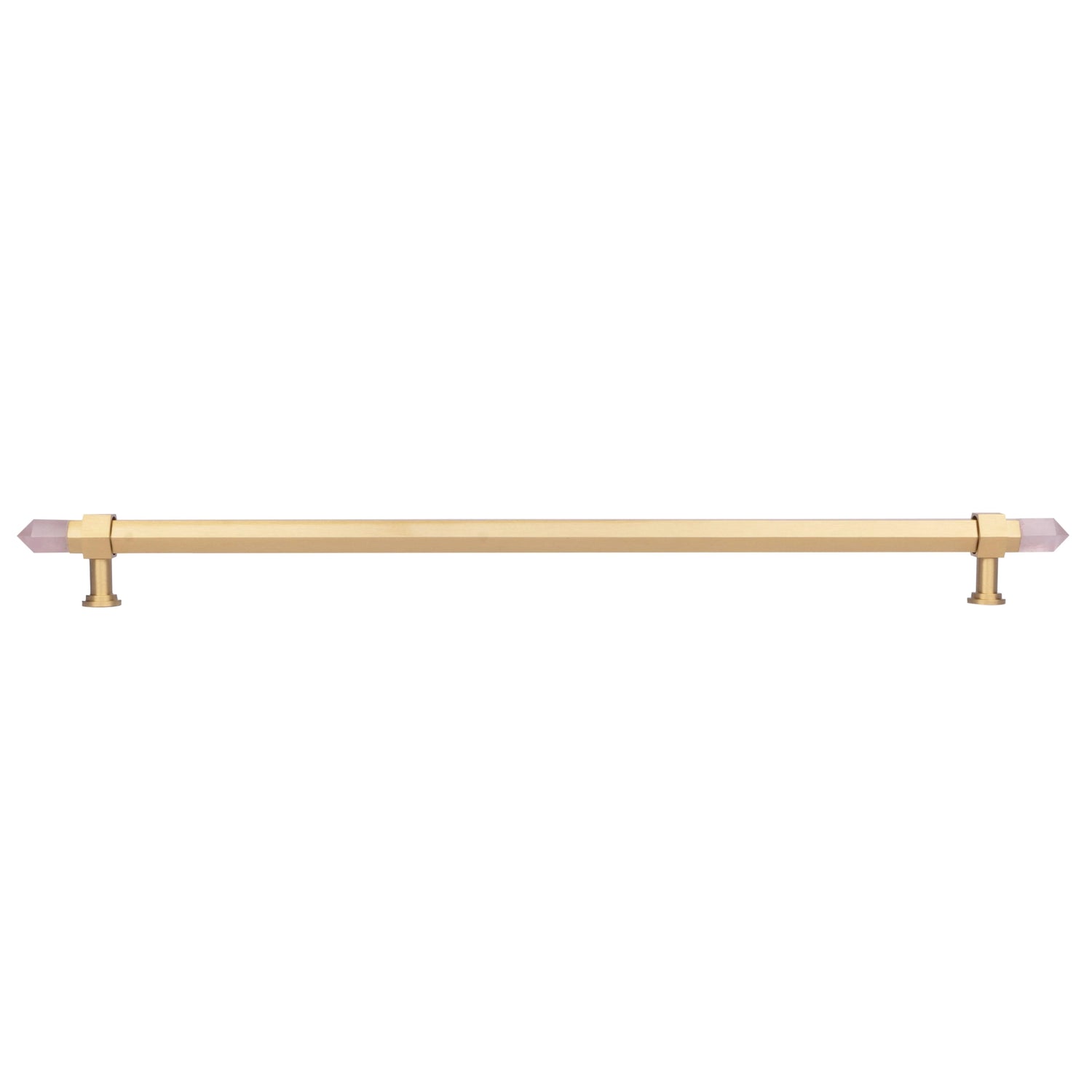 The Mantara C-0015 Quartz Handle is a modern brass and crystal handle in pink, ideal for doors, wardrobes, and cabinets.