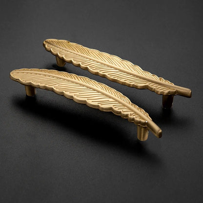 Quill handle B-0008, brass gold, L135mm CC96mm, brushed finish, left &amp; right, for doors &amp; drawers by Mantara