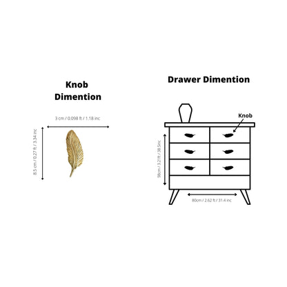 Quill knob B-0008, brass gold, L85mm H22mm, brushed finish, left &amp; right, for wardrobes &amp; cabinets by Mantara