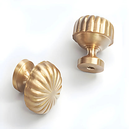 Mantara Radial Knob B-0076 is a modern brass knob in gold with brushed finish, ideal for wardrobes, doors &amp; cabinets.
