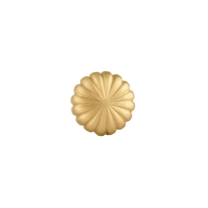B‑0076 Radial solid brass knob in brushed gold finish, 25 mm diameter, modern style for wardrobes, cabinets, drawers, doors and bathrooms by Mantara.