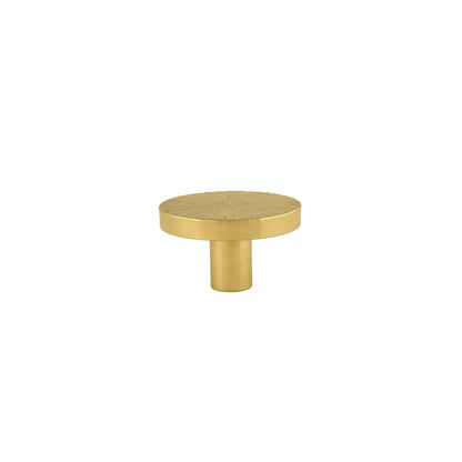 Mantara Radiate Knob B-0103 is a modern polished brass knob in gold, ideal for drawers, cabinets, and furniture.